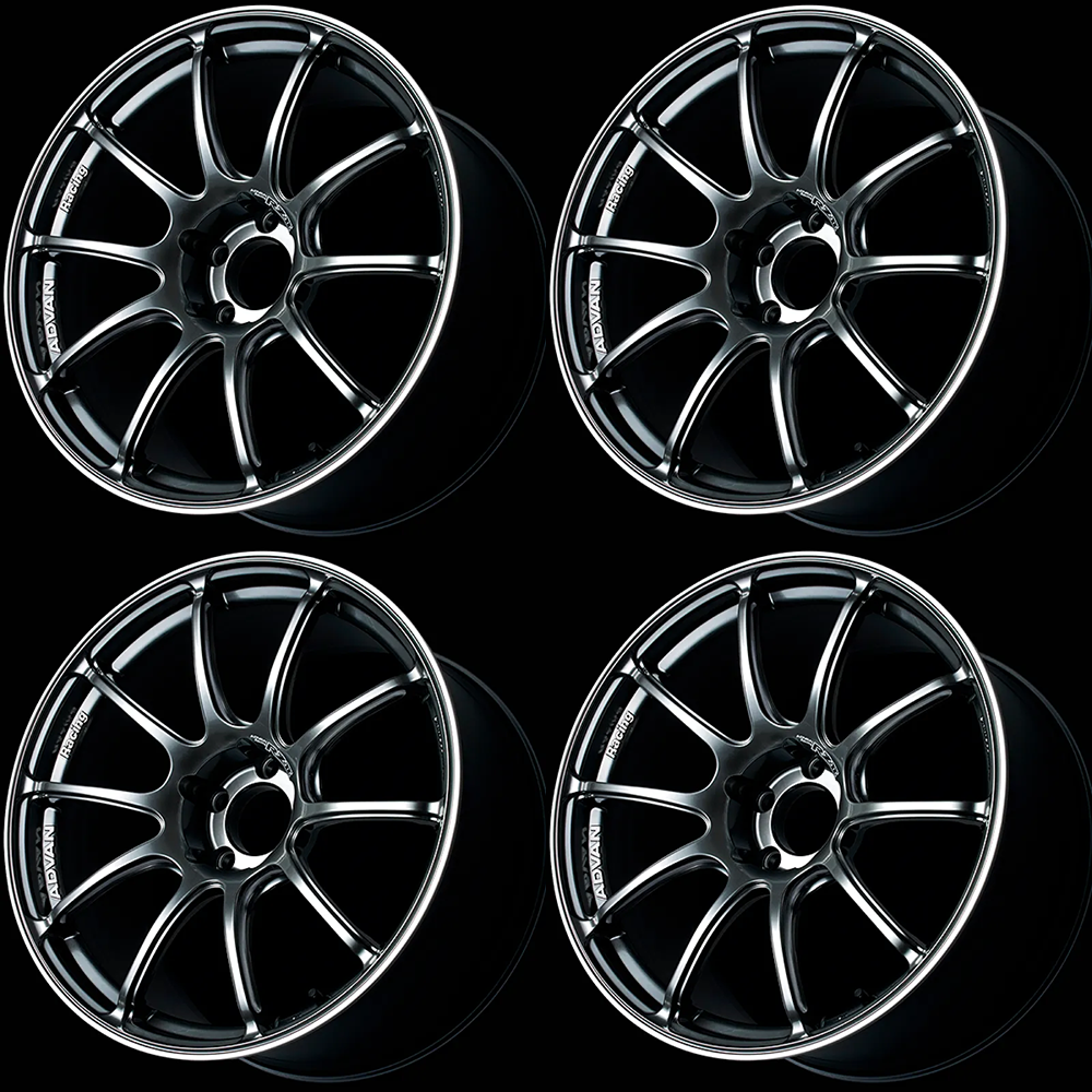 (set of 4) Advan RZII Racing Hyper Black/Ring | 17x8" +45mm | 5x114.3mm Wheel