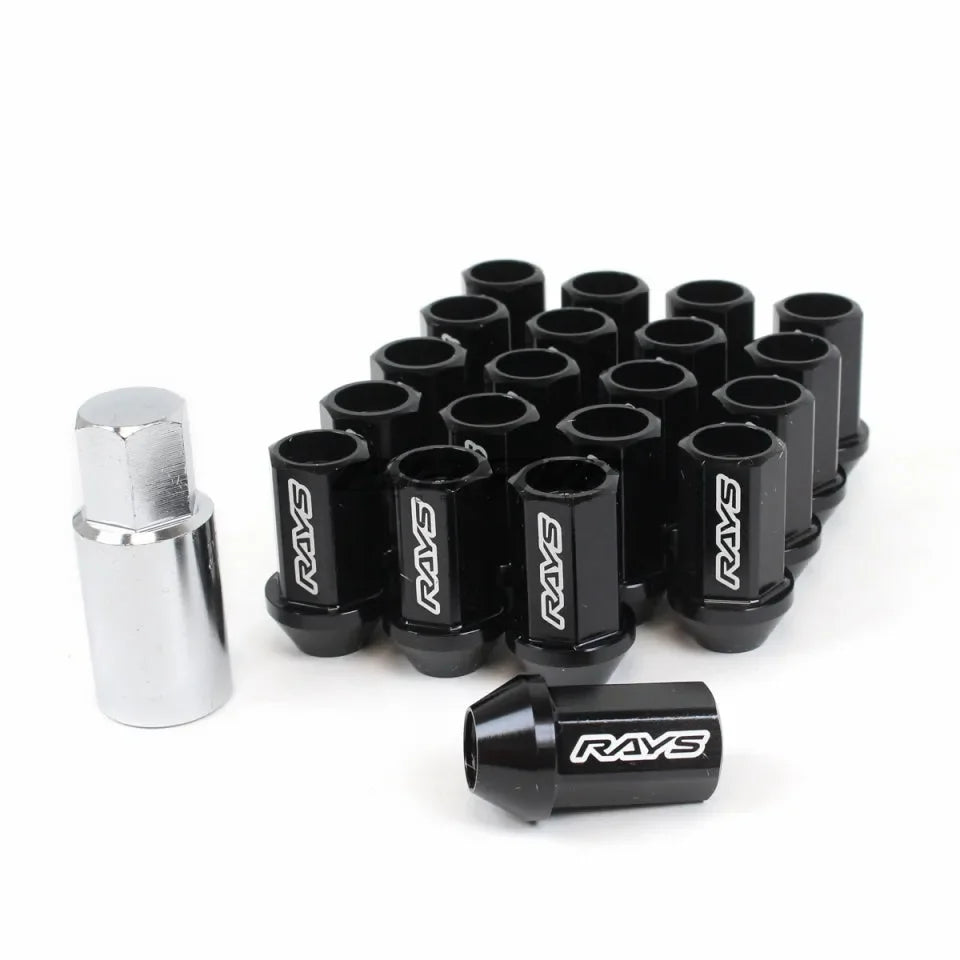 Rays L42 Dura-Nut Straight Type Lug Nuts Black 12X1.50 (16+4 Locks)