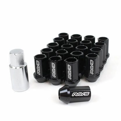 Rays L42 Dura-Nut Straight Type Lug Nuts Black 12X1.50 (16+4 Locks)
