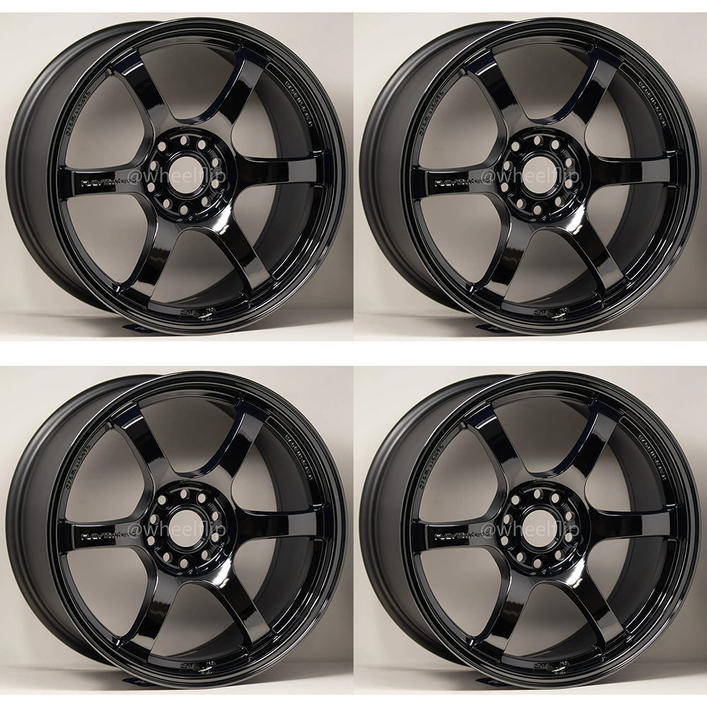 (set of 4) Gram Lights 57DR 18x10.5 +12 5x114.3 Dark Blue Chrome