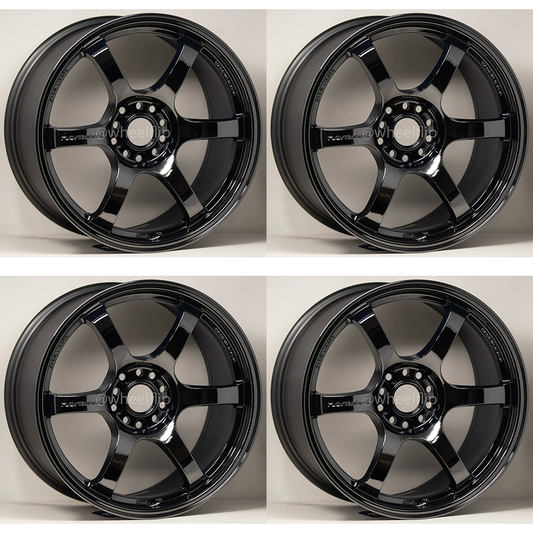 (set of 4) Gram Lights 57DR 18x10.5 +12 5x114.3 Dark Blue Chrome