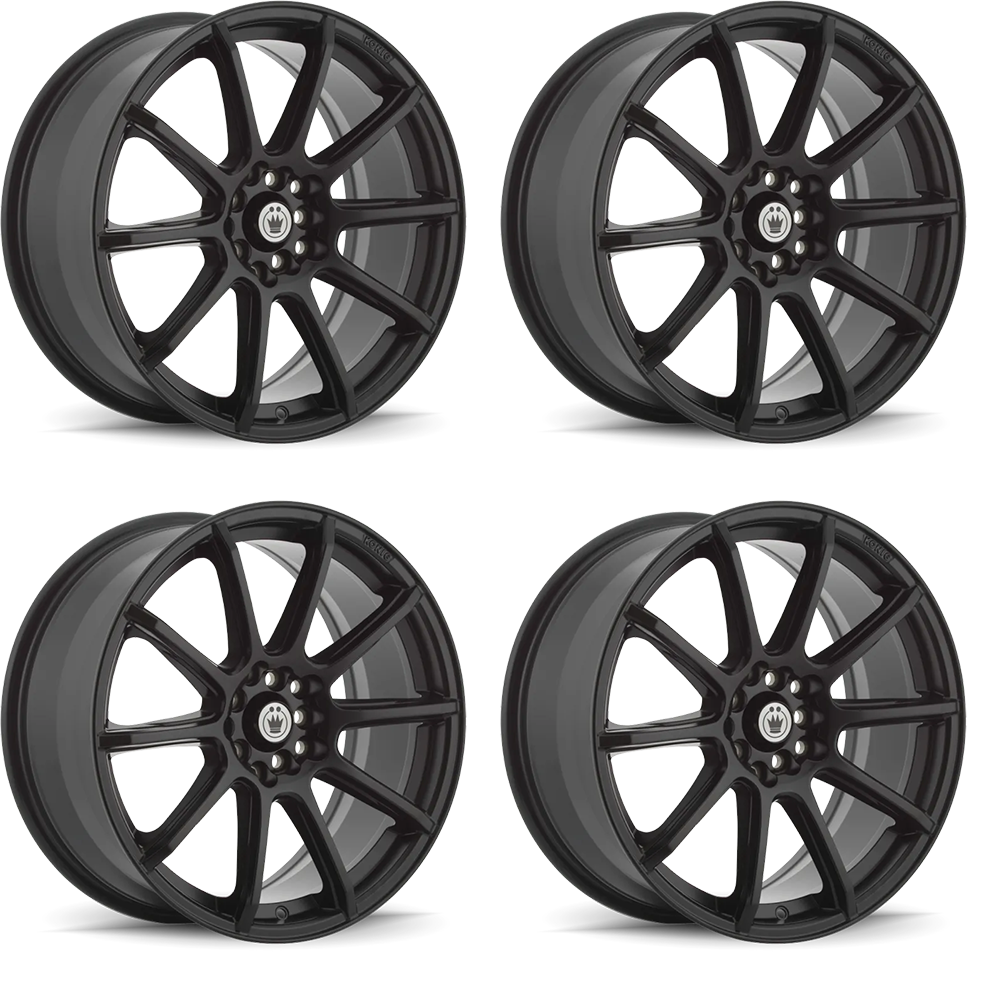 (set of 4) Konig Control Matte Black | 14x6" +38mm | 4x100 / 4x108mm Wheels