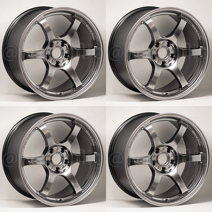 (set of 4) Gram Lights 57DR 17x9 +38 5x114.3 Grace Silver