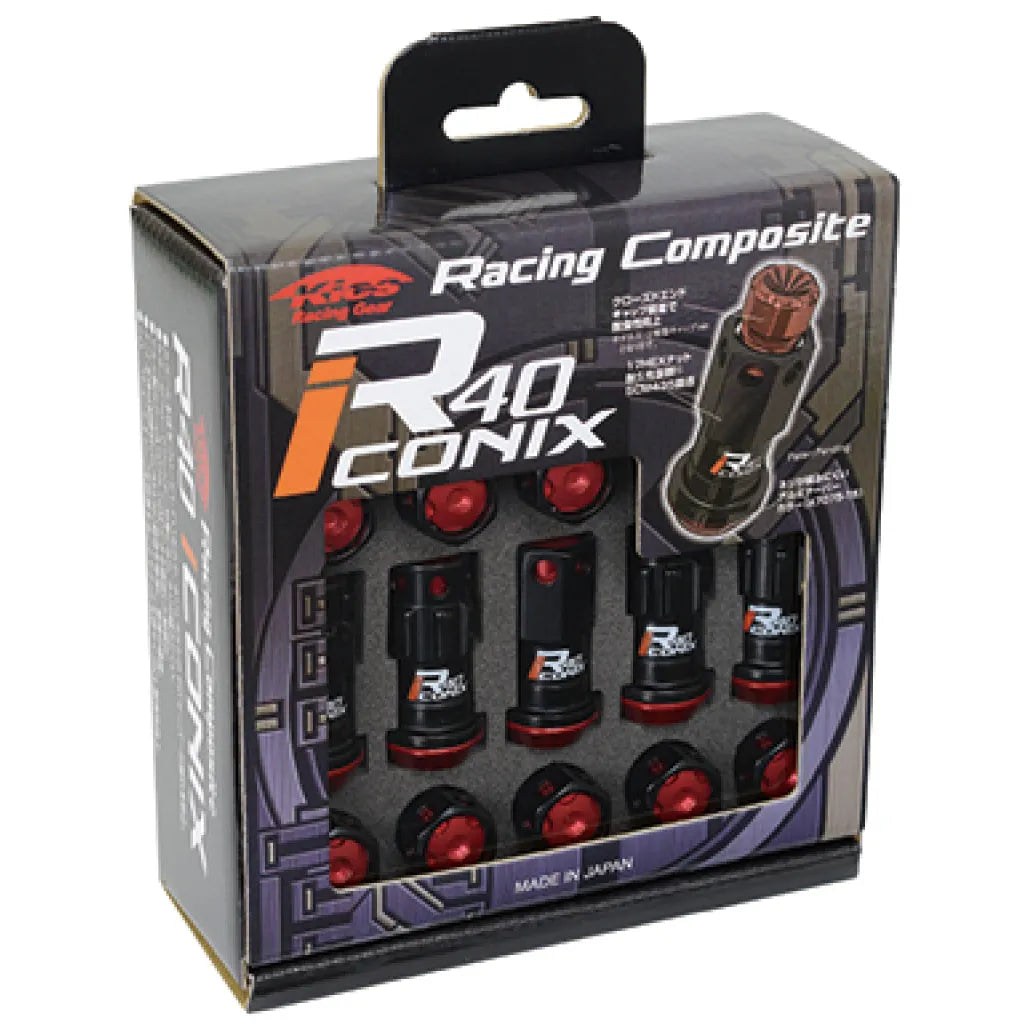 Project Kics R40 Iconix Lug Nuts Black with Black Aluminum Cap 12x1.50 (16+4 Locks)