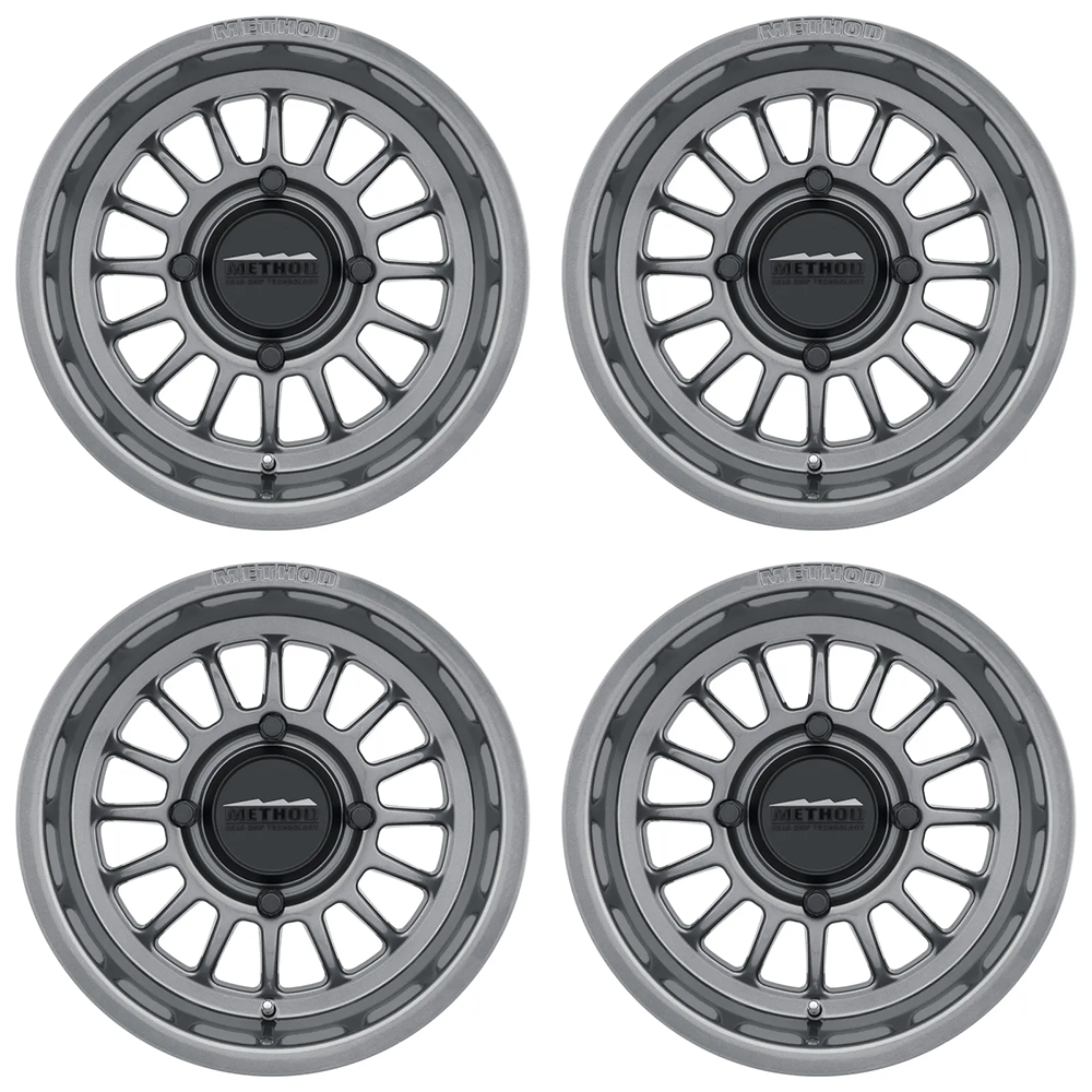 (set of 4) Method Wheels MR411 Gloss Titanium | 15x10" +25mm | 4x136mm Wheel
