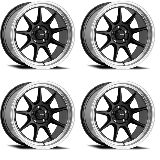(set of 4) Konig Countergram Matte Black / Matte Machined Lip | 17x8" +35mm | 5x120mm Wheels