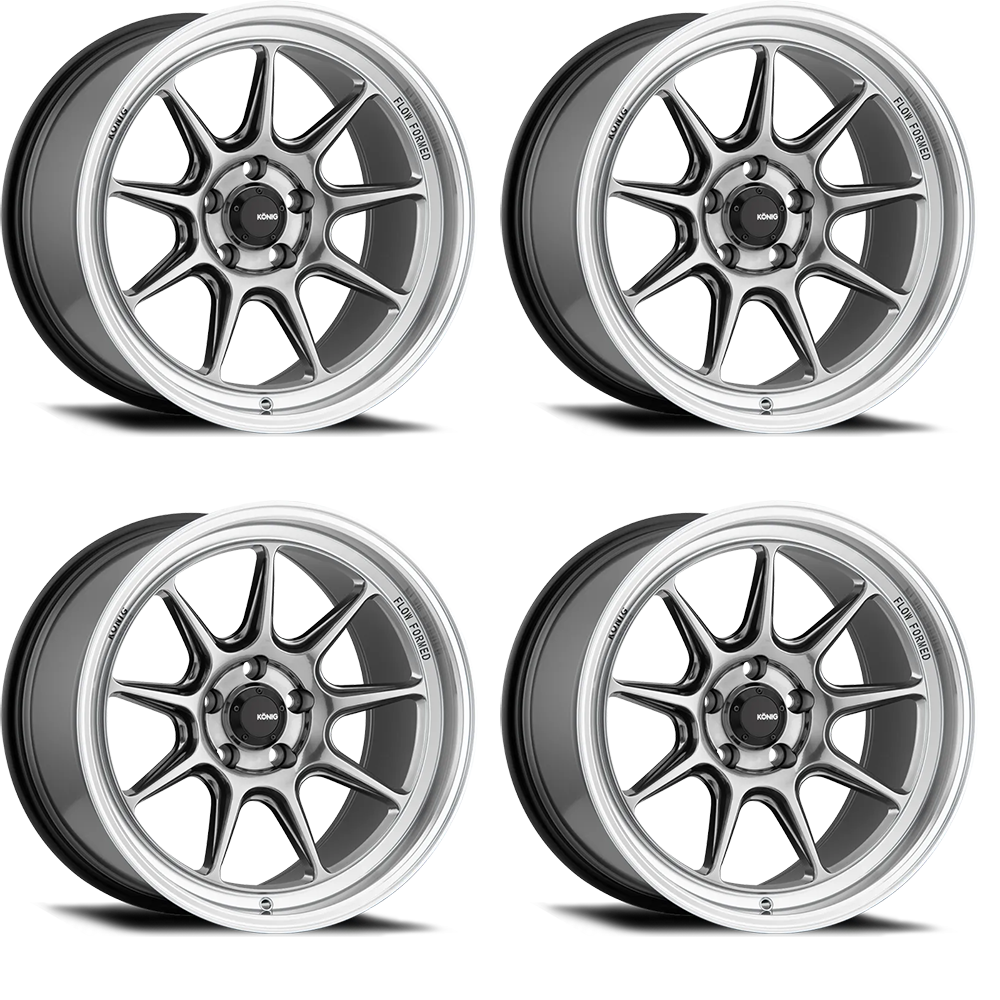 (set of 4) Konig Countergram Hyper Chrome / Machined Lip | 17x8" +35mm | 5x120mm Wheels