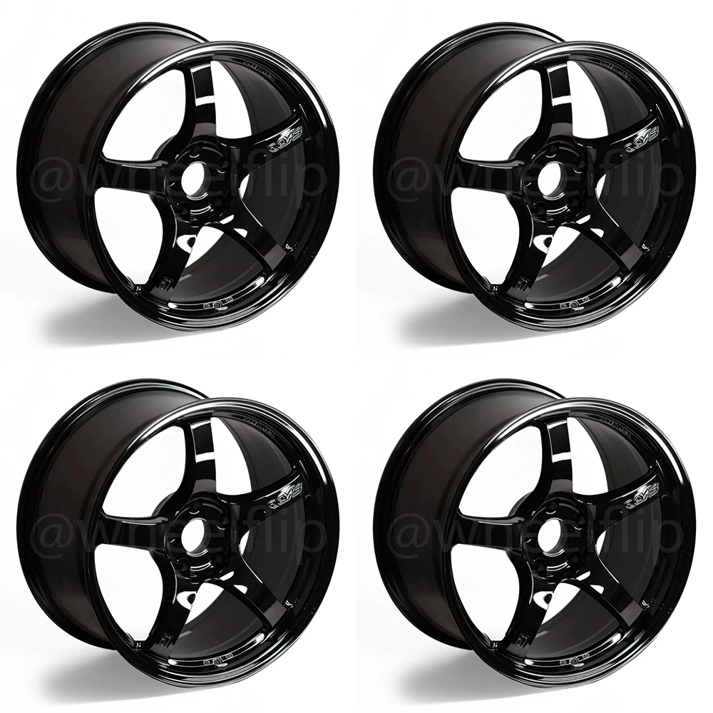 (set of 4) Gram Lights 57CR 18x10.5 +22 5x114.3 Glossy Black