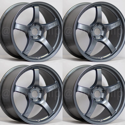 (set of 4) Gram Lights 57CR 18x10.5 +12 5x114.3 Gun Blue 2