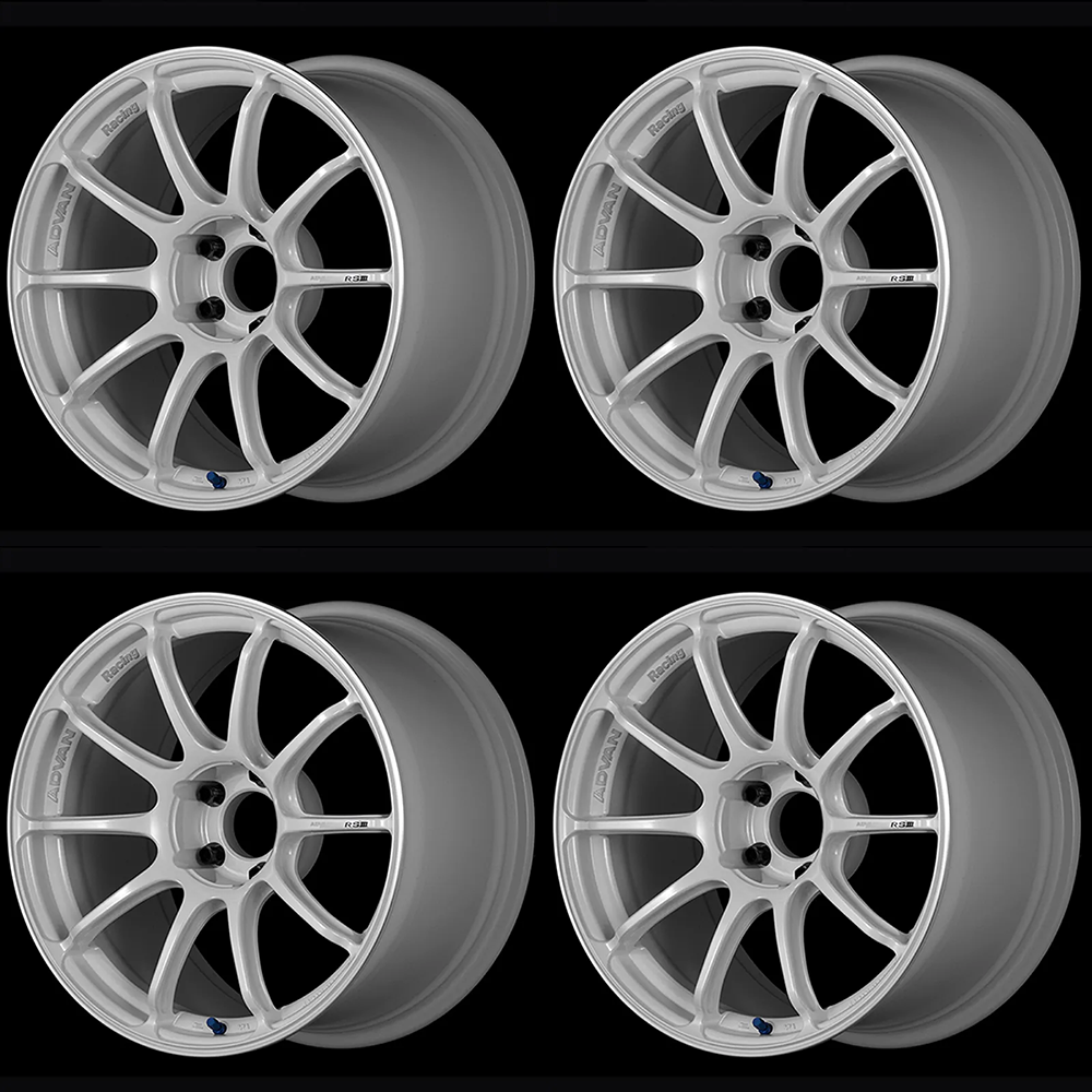 (set of 4) Advan RSIII Racing White Metallic/Ring | 18x9.5" +45mm | 5x120mm Wheel