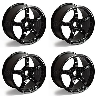 (set of 4) Gram Lights 57CR 17x9 +38 5x114.3 Glossy Black