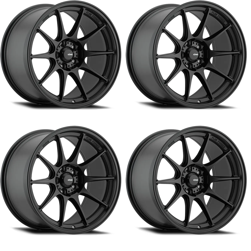 (set of 4) Konig Dekagram Semi-Matte Black | 18x8.5" +43mm | 5x112mm Wheels
