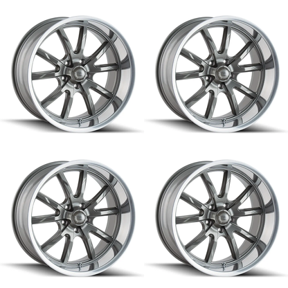 (set of 4) Ridler Wheels 650 Gloss Grey Polished | 20x10" +0mm | 5x127mm Wheels