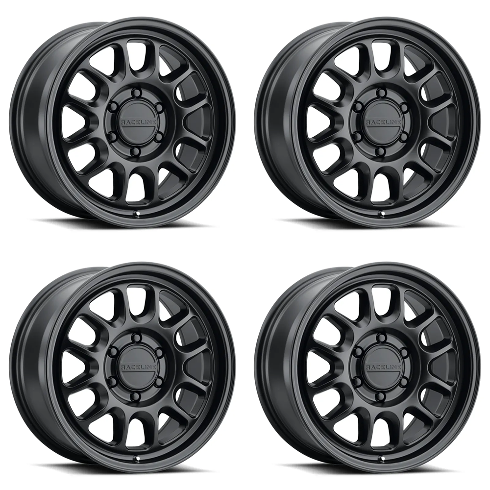 (set of 4) Raceline 958 Rogue Satin Black | 18x8.5" +35mm | 6x139.7mm Wheel