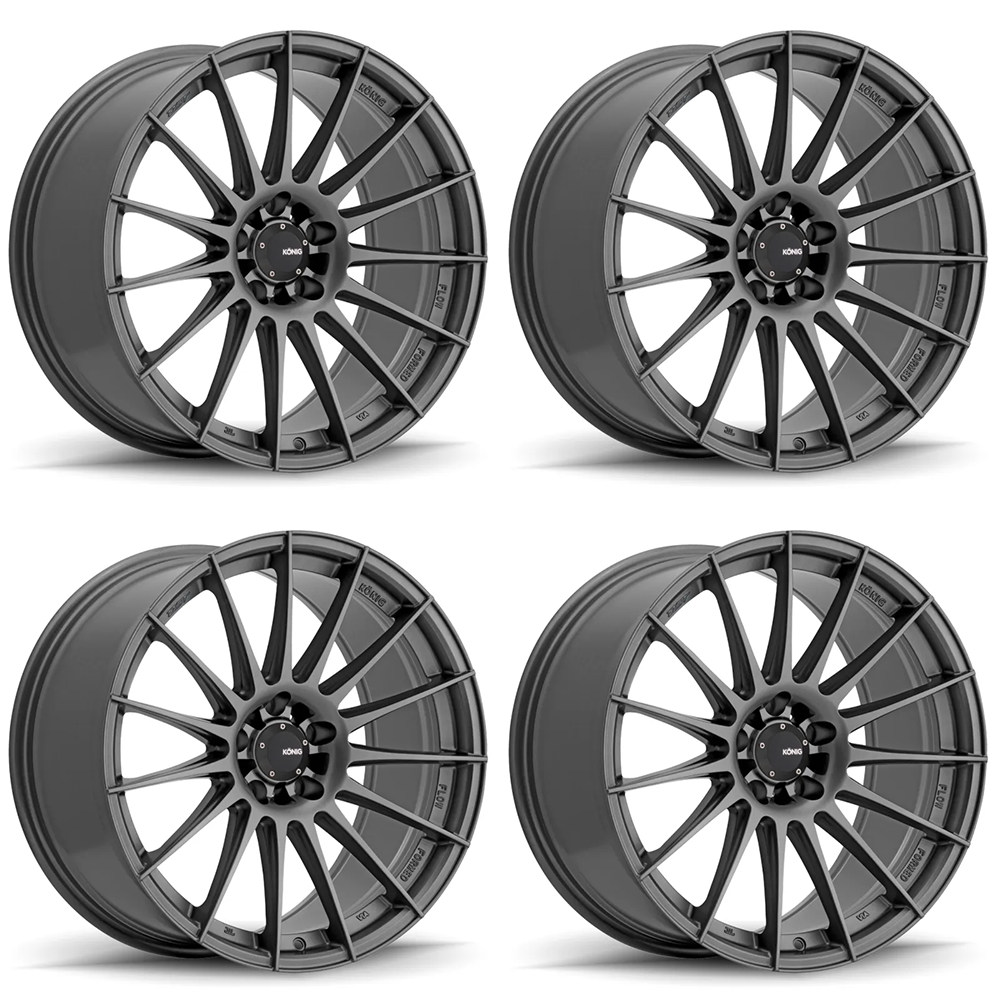 (set of 4) Konig Rennform Matte Grey | 18x8" +45mm | 5x114.3mm Wheel