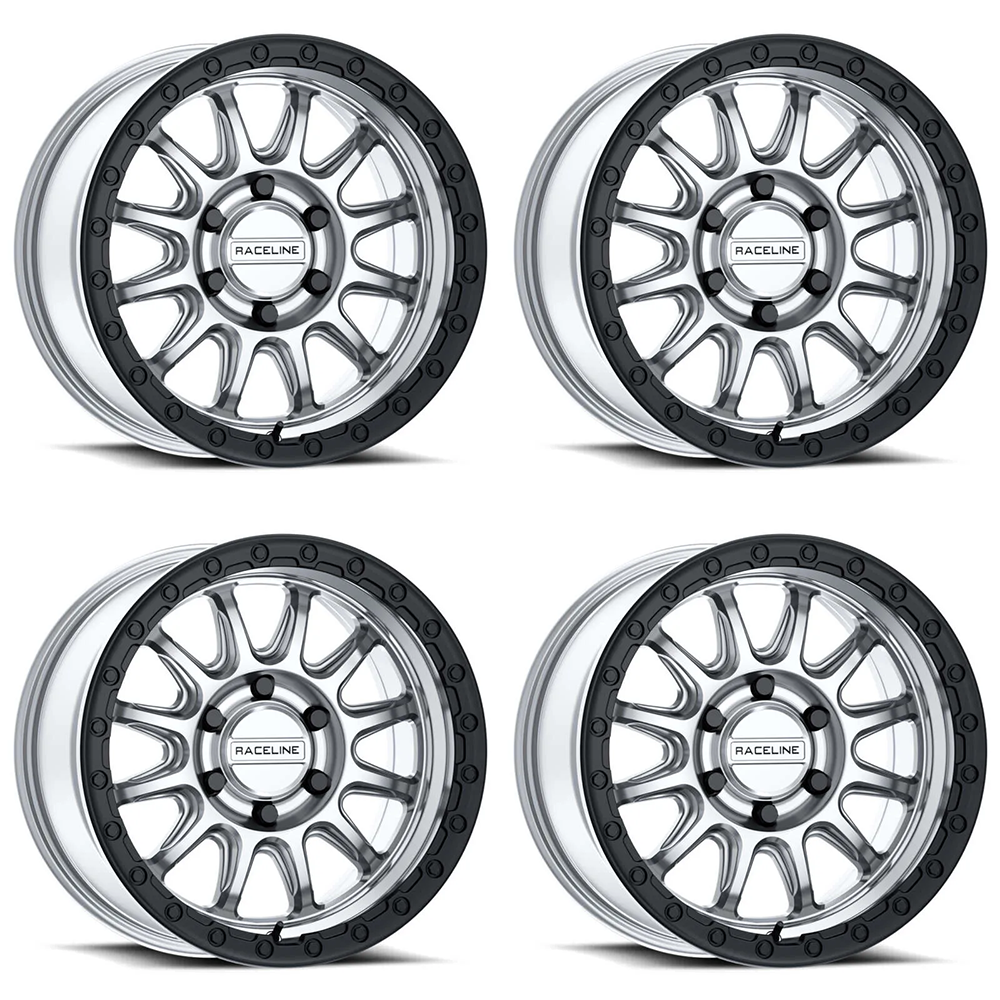 (set of 4) Raceline 960B Alpha Machined w/ Black Ring | 17x8.5" +0mm | 5x127mm Wheel