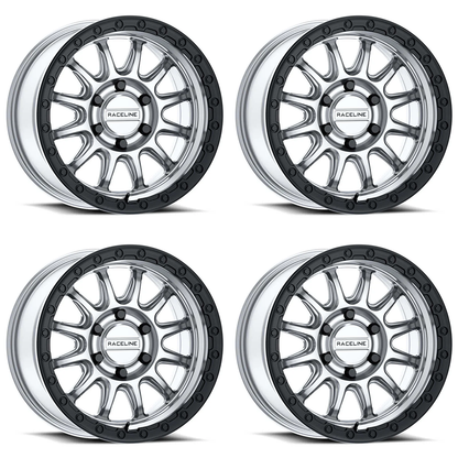 (set of 4) Raceline 960B Alpha Machined w/ Black Ring | 17x8.5" +0mm | 5x127mm Wheel
