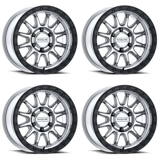 (set of 4) Raceline 960B Alpha Machined w/ Black Ring | 17x8.5" +0mm | 5x127mm Wheel