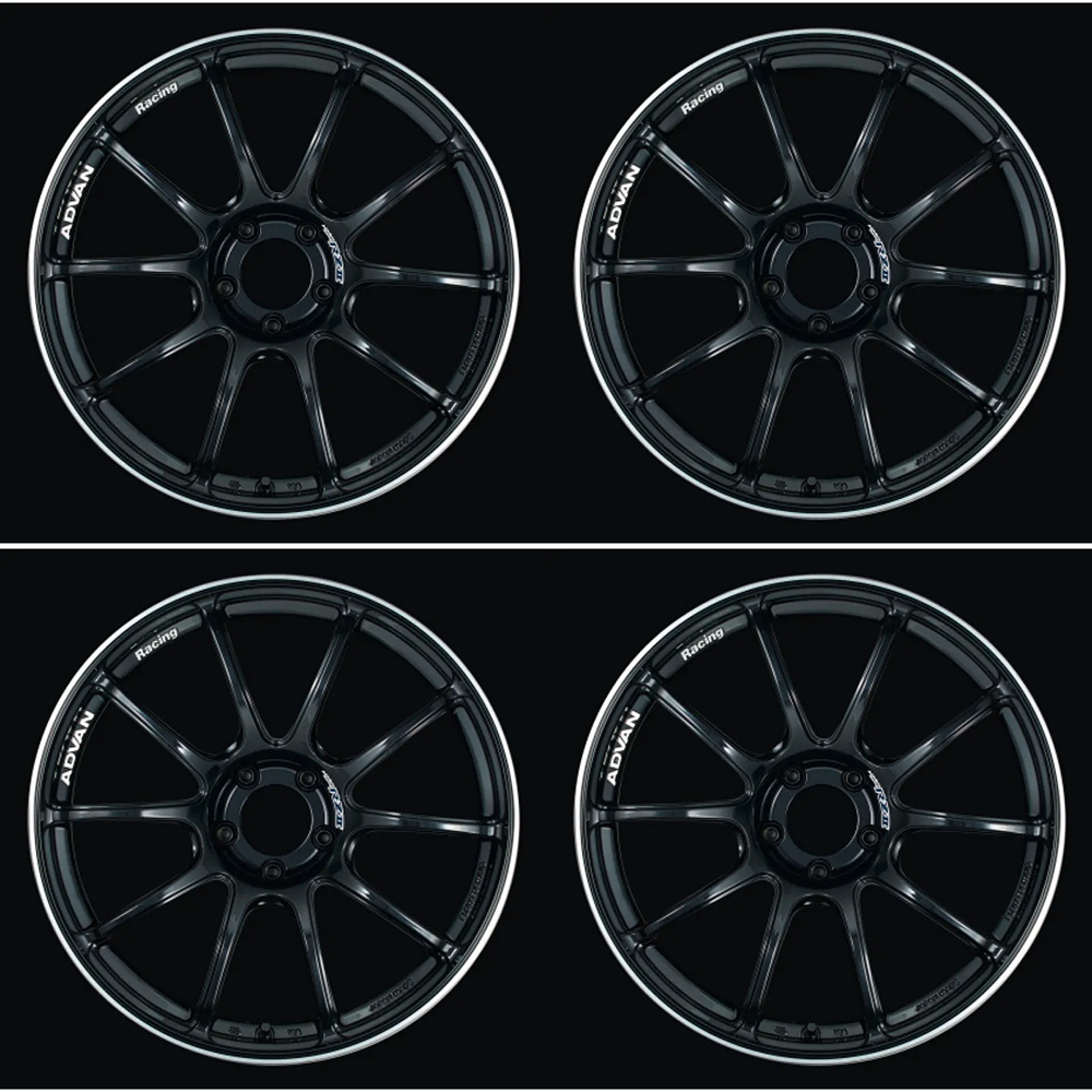 (set of 4) Advan RZII Racing Gloss Black/Ring | 17x8" +54mm | 5x114.3mm Wheel