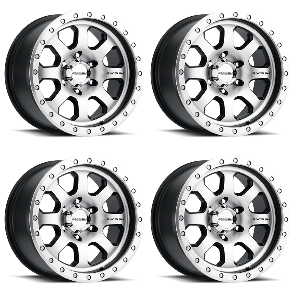 (set of 4) Raceline 929 Avenger Black & Machined | 17x9" -12mm | 6x139.7mm Wheel