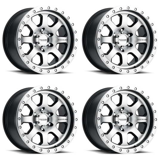 (set of 4) Raceline 929 Avenger Black & Machined | 17x9" -12mm | 6x139.7mm Wheel