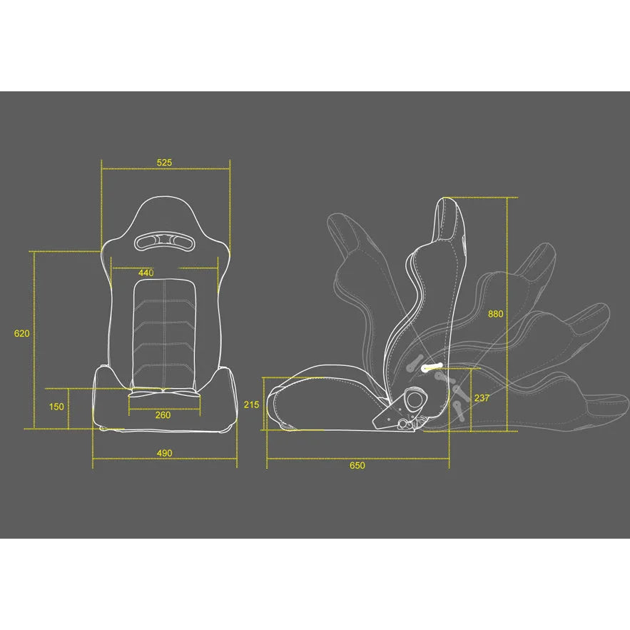 Mugen MX-B Semi Bucket Seat - Black (Reclining)