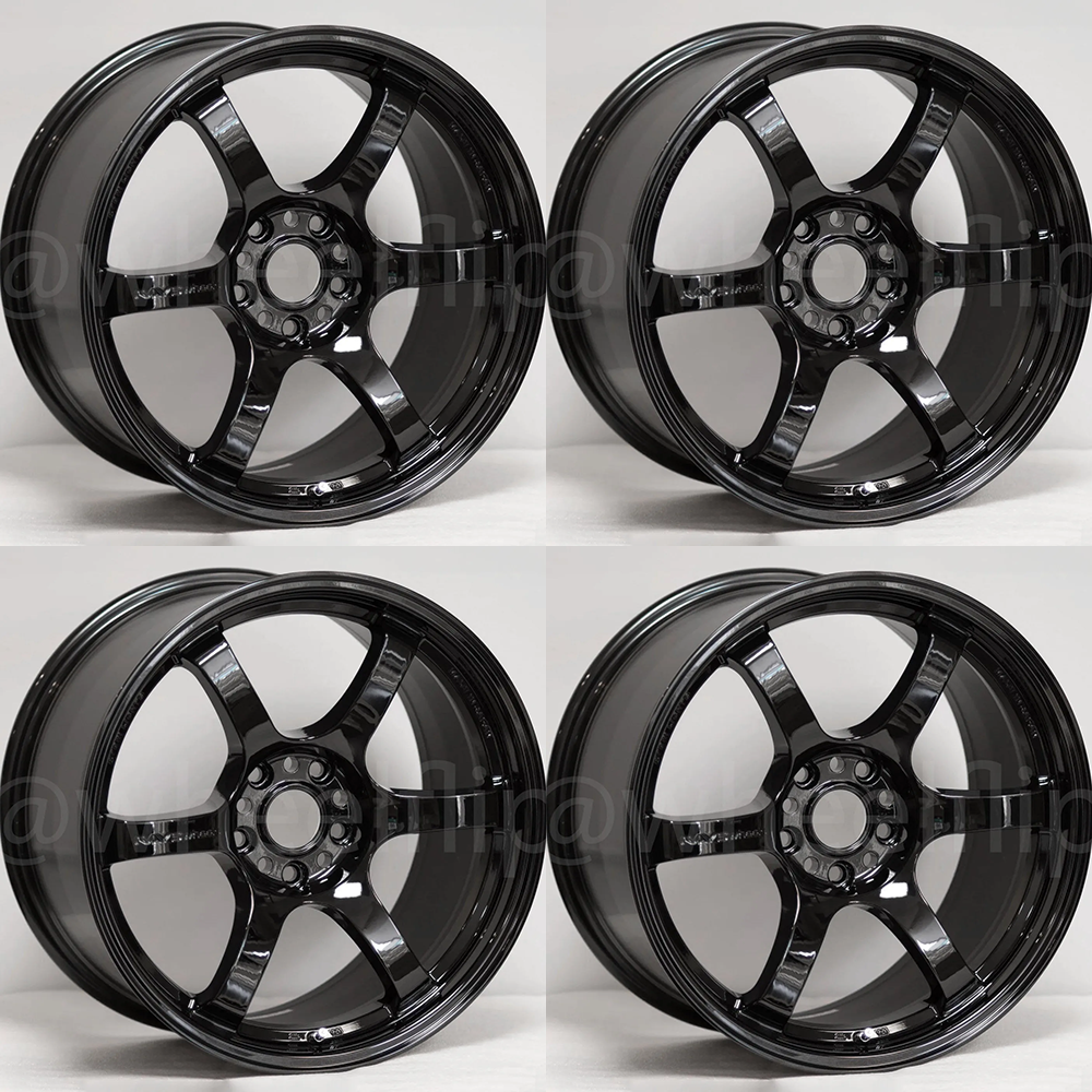 (set of 4) Gram Lights 57DR 15x8 +35 4x100 Glossy Black