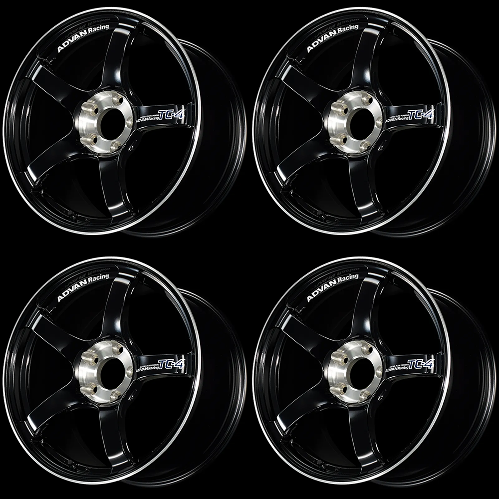 (set of 4) Advan TC-4 SE Racing Gloss Black/Diamond Cut | 17x8" +45mm | 5x114.3mm Wheel