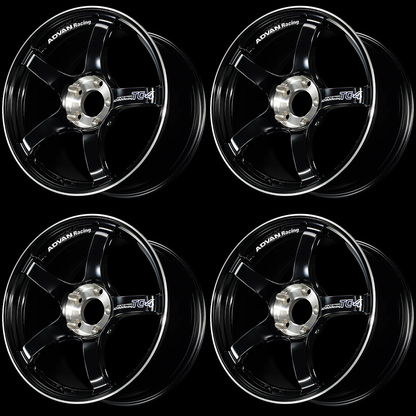 (set of 4) Advan TC-4 SE Racing Gloss Black/Diamond Cut | 17x8" +45mm | 5x114.3mm Wheel