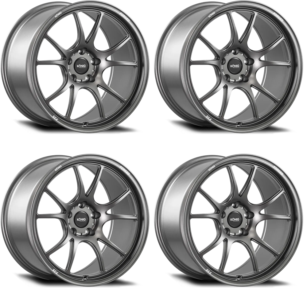 (set of 4) Konig F3S Satin Charcoal | 18x8.5" +35mm | 5x114.3mm Wheels