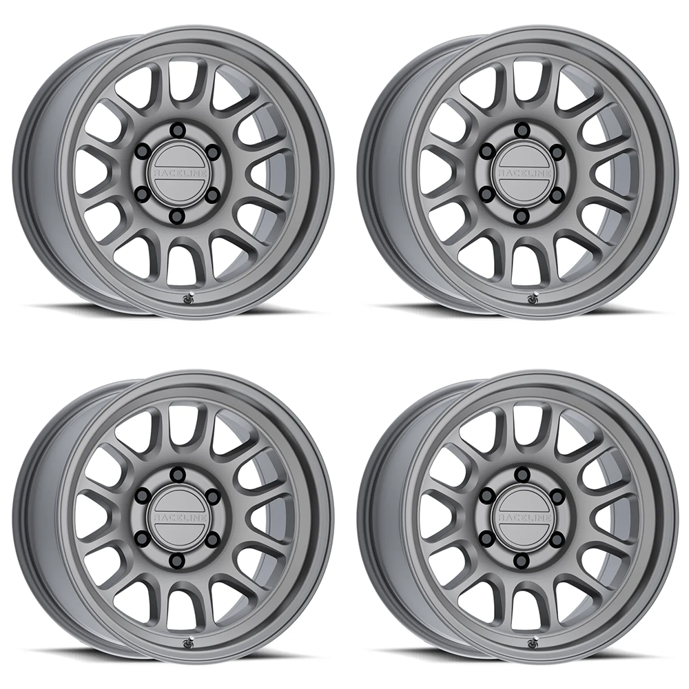 (set of 4) Raceline 958 Rogue Titanium | 17x8" +35mm | 6x139.7mm Wheel