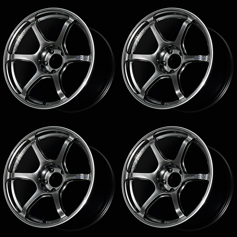 (set of 4) Advan RG-4 Racing Hyper Black/Ring | 17x8" +54mm | 5x114.3mm Wheel