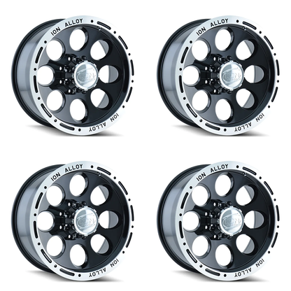 (set of 4) ION Wheels Type 174 Black/Machined | 16x10" -38mm | 6x139.7mm Wheels