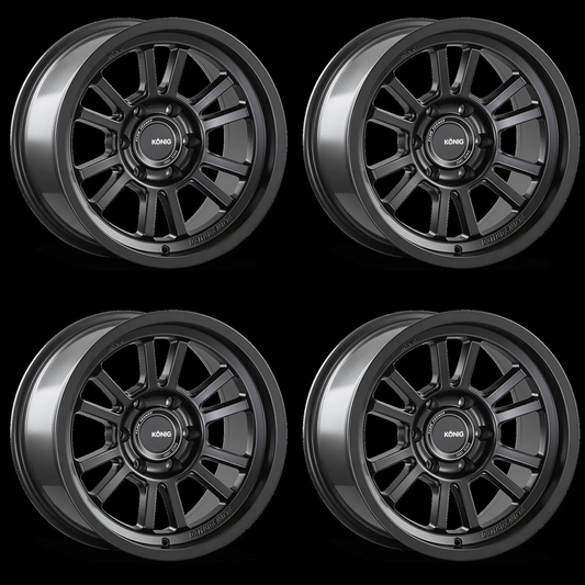 (set of 4) Konig HT1 Matte Black | 17x9" -12mm | 5x127mm Wheel
