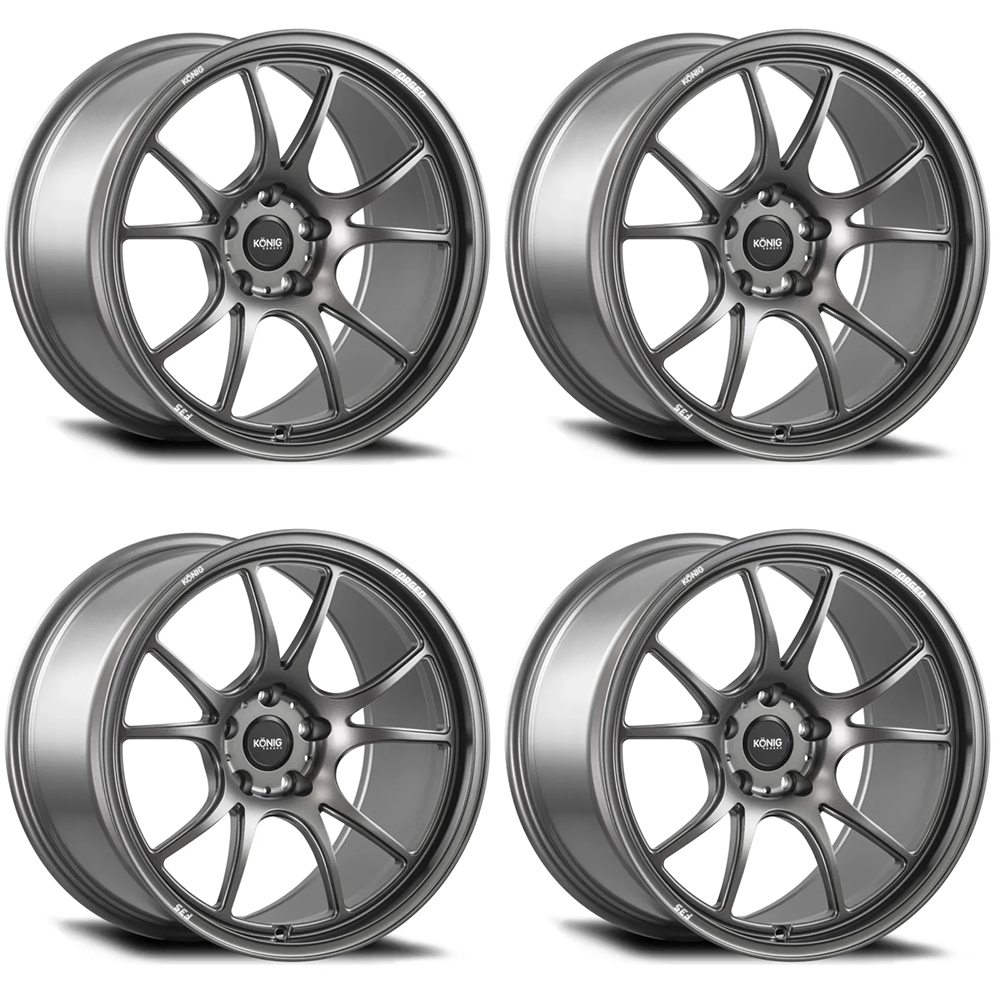(set of 4) Konig F3S Satin Charcoal | 18x10" +58mm | 5x120.65mm Wheel