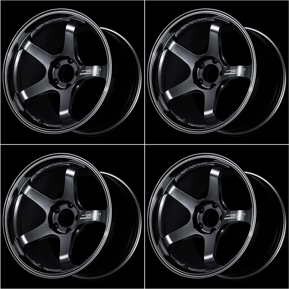 (set of 4) Advan RZII Racing Hyper Black/Ring | 17x8" +54mm | 5x114.3mm Wheel