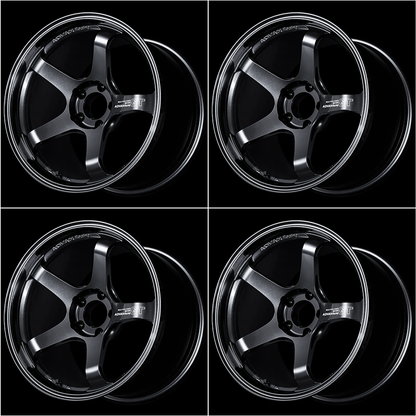 (set of 4) Advan RZII Racing Hyper Black/Ring | 17x8" +54mm | 5x114.3mm Wheel