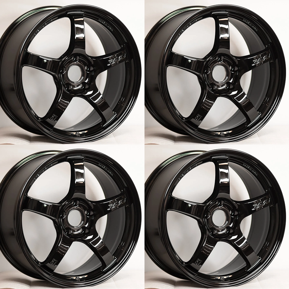 (set of 4) Gram Lights 57CR 18x9.5 +38 5x114.3 Glass Black