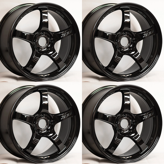 (set of 4) Gram Lights 57CR 18x9.5 +38 5x114.3 Glass Black