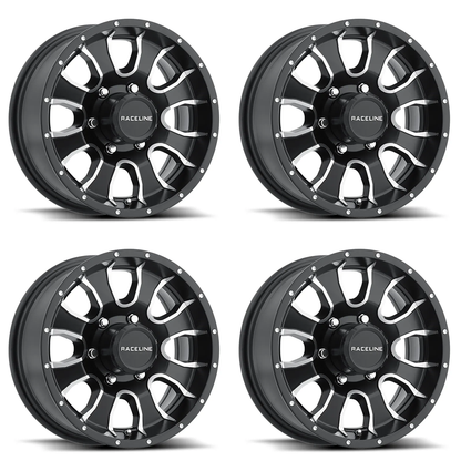 (set of 4) Raceline 860 Mamba Black & Machined | 15x6" +0mm | 6x139.7mm Wheel