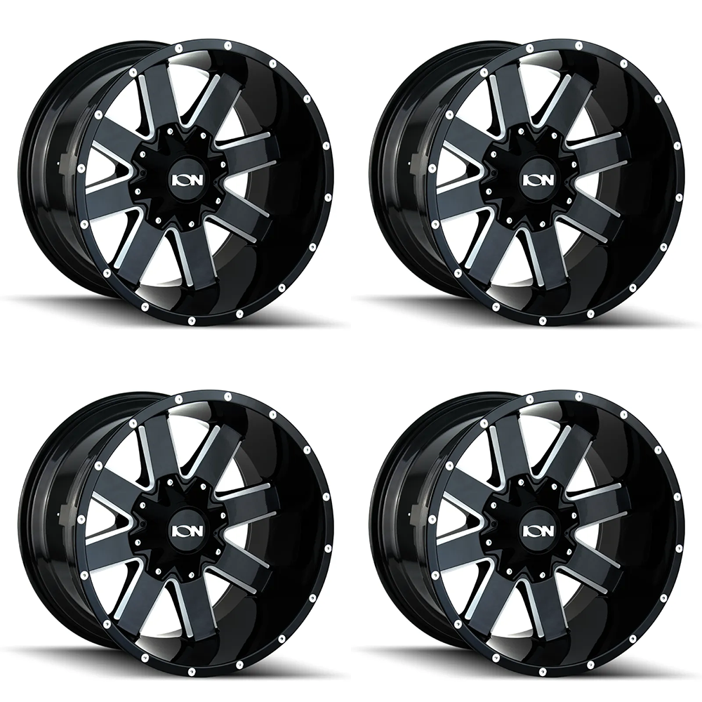 (set of 4) ION Wheels Type 141 Gloss Black Milled | 20x9" +0mm | 8x180mm Wheels