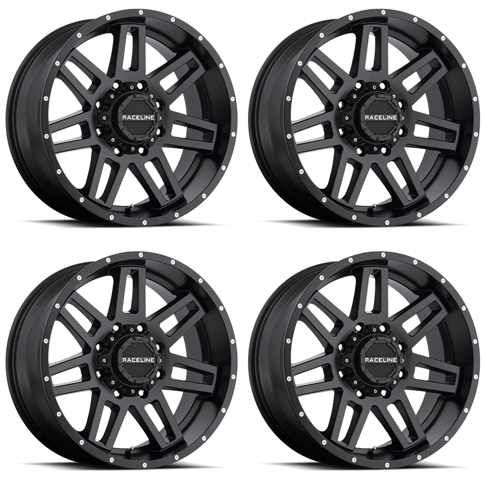 (set of 4) Raceline 931 Injector Satin Black | 20x9" -12mm | 6x139.7/6x135mm Wheel