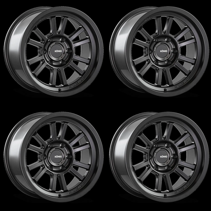 (set of 4) Konig HT1 Matte Black | 17x8.5" -6mm | 6x139.7mm Wheel