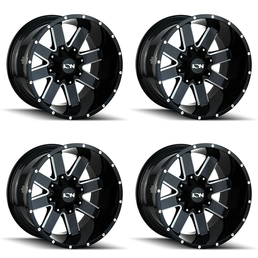 (set of 4) ION Wheels Type 141 Gloss Black Milled | 20x9" -3mm | 6x135mm Wheels