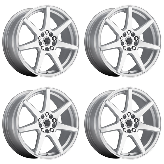 (set of 4) Raceline 131 Evo Silver & Machined | 18x7.5" +42mm | 5x100/5x114.3mm Wheel