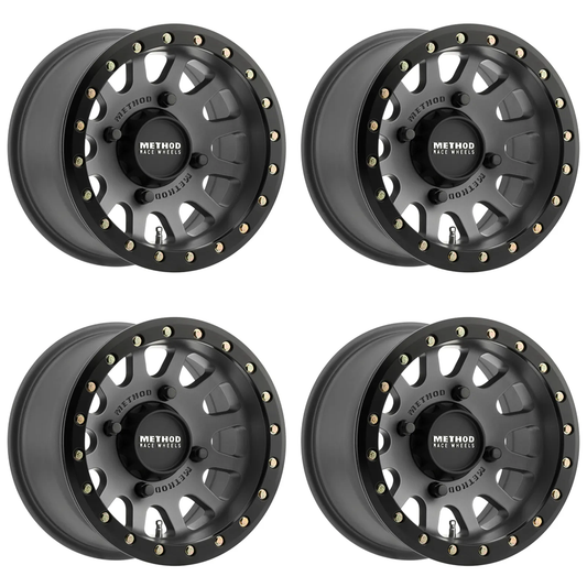 (set of 4) Method Wheels MR401 Titanium - Matte Black Ring | 15x7" +13mm | 4x156mm Wheel