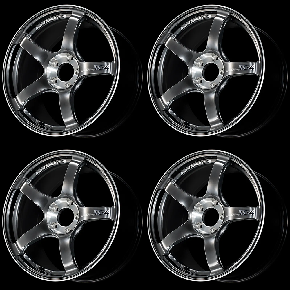(set of 4) Advan TC-4 SE Racing Hyper Black/Diamond Cut | 17x8" +45mm | 5x114.3mm Wheel