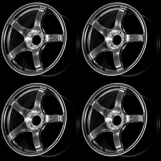 (set of 4) Advan TC-4 SE Racing Hyper Black/Diamond Cut | 17x8" +45mm | 5x114.3mm Wheel