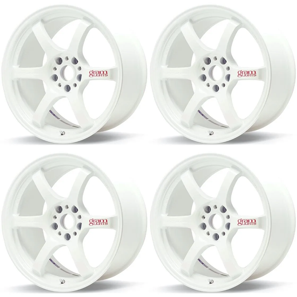 (set of 4) Gram Lights 57DR Champion White | 15x8.0" +28mm | 4x100mm Wheel