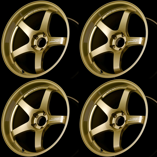 (set of 4) Advan GT for Porsche Racing Gold Metallic | 18x9" +46mm | 5x130mm Wheel